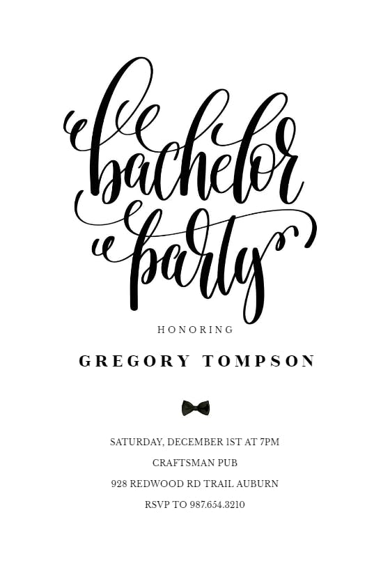 Bowtie - bachelor party invitation